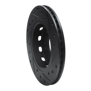 Kia Sephia Brake Rotor (1) - Front Left - R1 Concepts - Drilled & Slotted - Black - `94-`00